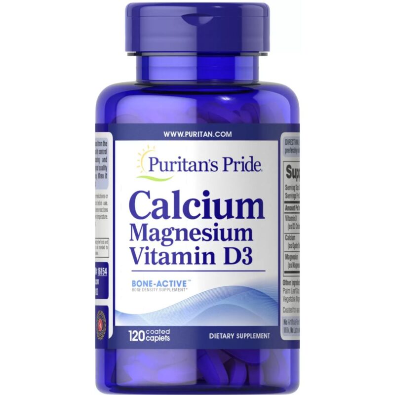 Calciu Magneziu si Vitamina D, 120 comprimate | Puritan’s Pride
