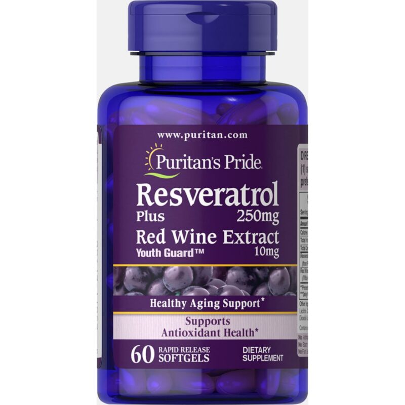 Resveratrol 250 mg Extract vin roșu, 60 capsule | Puritan’s Pride
