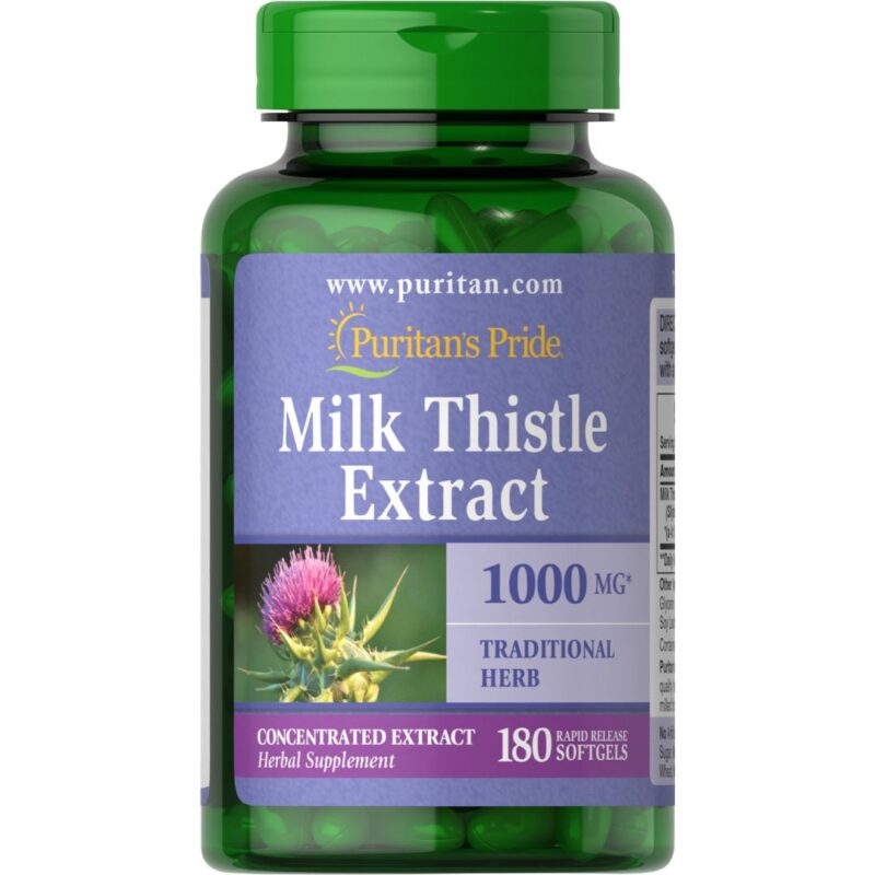 Silimarină 1000 mg Milk Thistle, 180 capsule | Puritan’s Pride