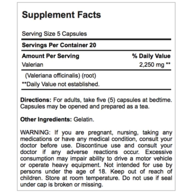 Valeriana Extract 450 mg-100 capsule