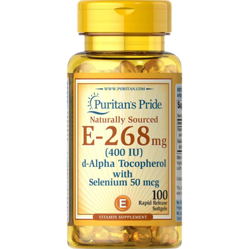 Vitamina E Naturala cu Seleniu 400 IU(268mg), 100 capsule | Puritan’s Pride