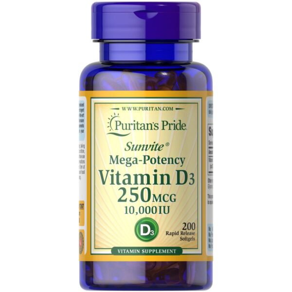 Vitamina D 3 10.000 IU, 200 capsule | Puritan’s Pride